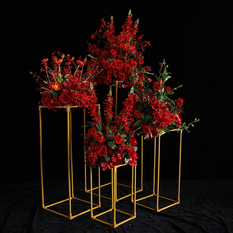 2021新款森系婚庆道具方框铁艺几何路引金色T台方形路引钻石路引