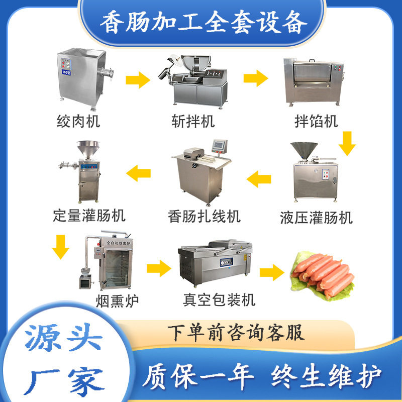 香肠加工全套设备宠物鸡肉肠自动生产设备商用迷你黑肠加工流水线