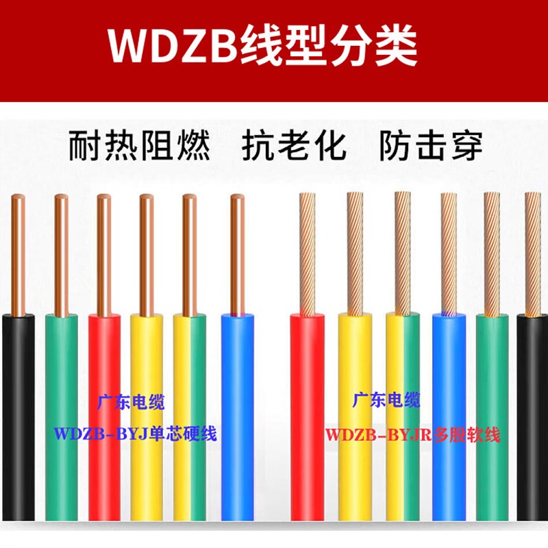 WDZB低烟无卤阻燃辐照高温 广东电缆厂 电线软线线缆国标电线电缆