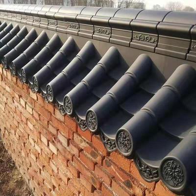单面围墙带脊瓦仿古墙头树脂瓦片马头墙压顶一体屋檐塑料瓦院墙帽