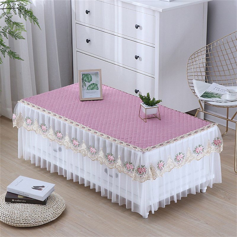 夏季专用茶几罩桌布餐桌台布电视柜盖布防尘粉色蕾丝方形布艺客厅