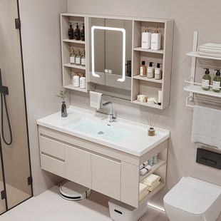 1.8全按多层实木板材环保等级ENF浴室柜组合套装左右侧边开放格柜