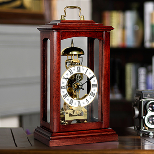 汉时欧式座钟机械实木客厅复古时钟报时台钟装饰摆件桌台钟表HD03