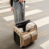 猫包拉杆箱便携外出行李箱猫咪大容量20斤多猫两只装 双猫箱子推车