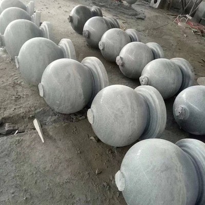花岗岩路障石球石柱马路止车石墩子学校广场挡车石门柱头大理石球