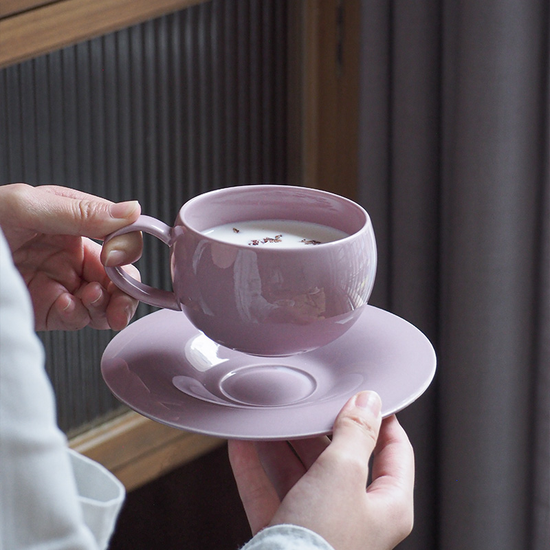 索厨简约纯色蛋形咖啡杯碟套装高档精致下午茶家用拿铁杯咖啡杯
