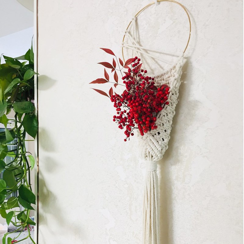 手工编织挂毯材料包手工教程棉绳干花挂篮墙面装饰免打孔手编挂绳