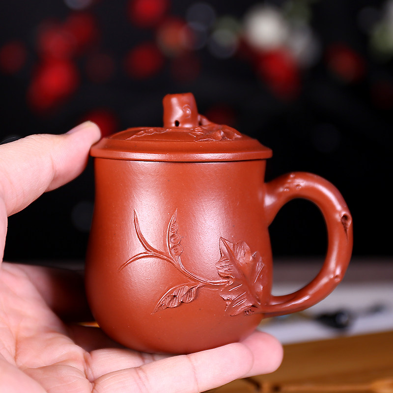 宜兴紫砂盖杯 小容量茶杯功夫茶盏大红袍主人杯单杯迷你紫砂杯
