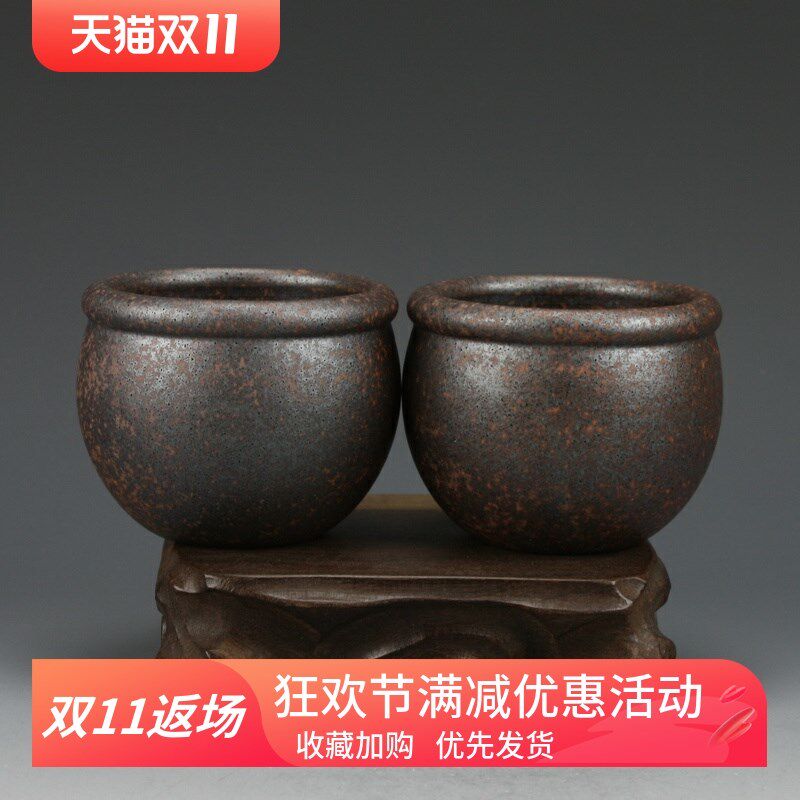 吟香茗紫砂壶茶杯古法柴烧窑变高温老段泥全手工品茶杯两个100元