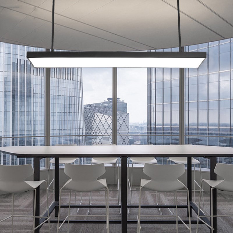 简约现代led吊灯吊杆灯可伸缩麻将房棋牌室员工位经理室办公室灯