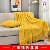 针织毯民宿床尾装 饰毯床搭加厚办公室午睡毯流苏披肩盖毯沙发毯子
