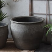 侘寂风灰色陶缸复古老式 饰手工透气 陶缸养鱼养睡莲花园造景园林装