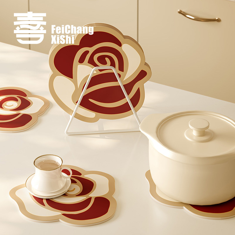 非常喜事喜绕红韵红色花花吸水杯垫婚礼桌面茶杯控水垫隔热垫餐垫,居家布艺,餐垫,淘宝优惠券,粉丝福利购,淘宝优惠卷