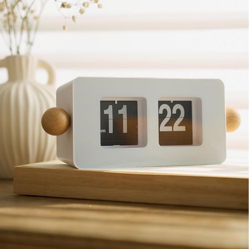 竹白家简约翻页时钟数字挂钟创意设计钟静音机芯现代客厅卧室钟表