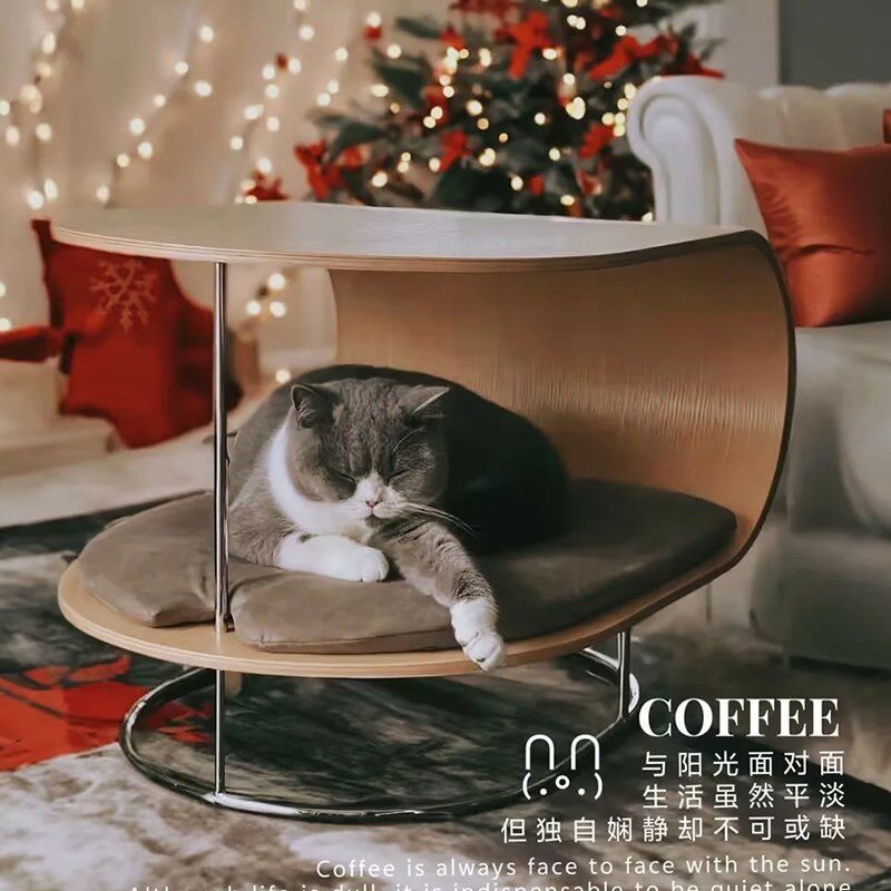 搜罗万象多功能猫窝创意人宠共用移动边几防猫抓可拆洗宠物窝茶几