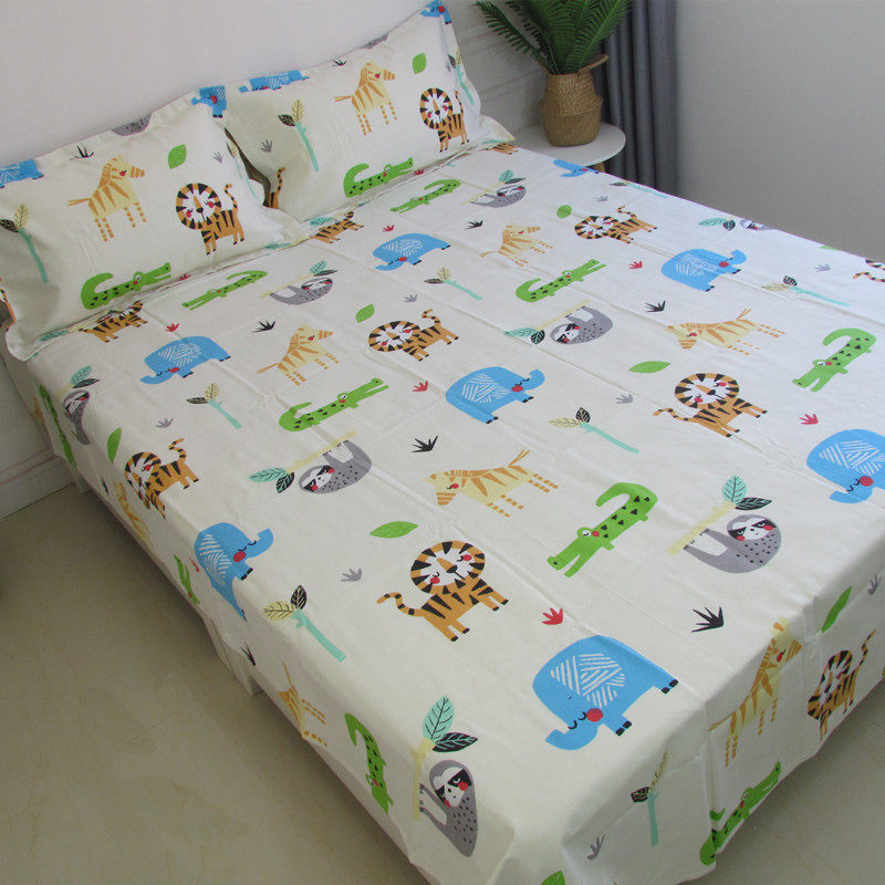 卡通老粗布床单单件全棉小帆布1.8m双人被单学生睡单夏季儿童床单