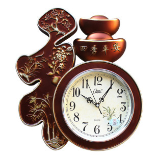 康巴丝静音挂钟现代客厅时钟中式 钟表创意石英钟 复古田园挂表时尚