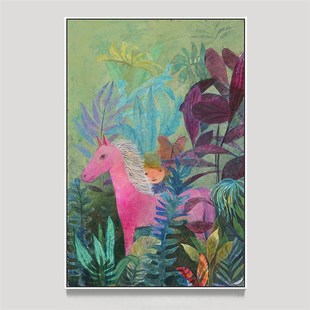 忻洛汀版画玄关客厅挂画艺术家装饰画大尺寸画 乘春逐香/闻风相悦