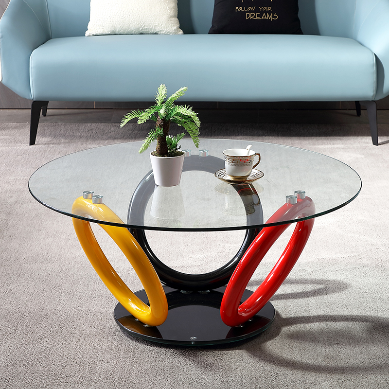 创意玻璃茶几现代店铺会客时尚异形个性简约小户型客厅阳台小圆桌