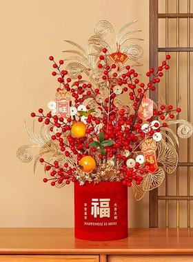 2025蛇年装饰福桶桌面摆件新春桌面布置用品新年喜庆红色创意摆件