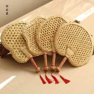 手工扇子麦秸扇编织蒲扇纳凉手摇宝贝扇麦秆圆扇团扇舞蹈装饰老式