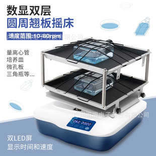 欧规数显双层圆周翘板摇床定时定速实验室摇床振荡器LED屏