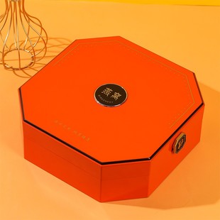 燕窝包装盒橙色八角礼盒木盒礼字锁扣礼盒礼品盒塑料盒圆盒八角盒