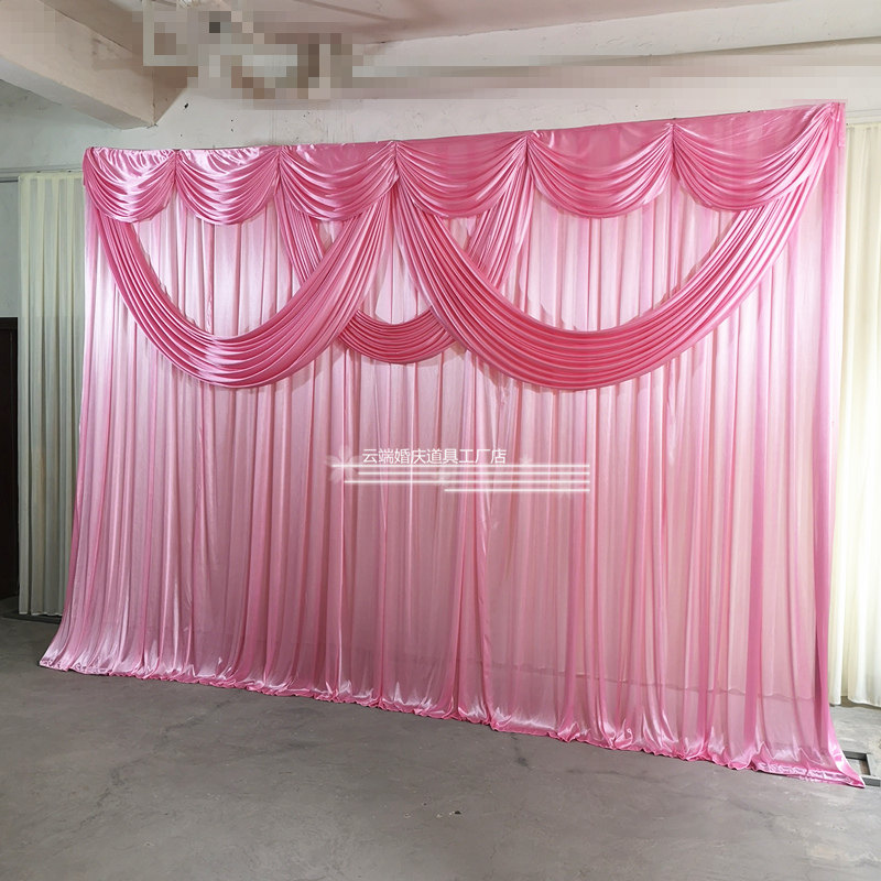 婚庆造型背景纱幔布婚礼舞台布置装饰道具粉色2021新款布打底帷幔