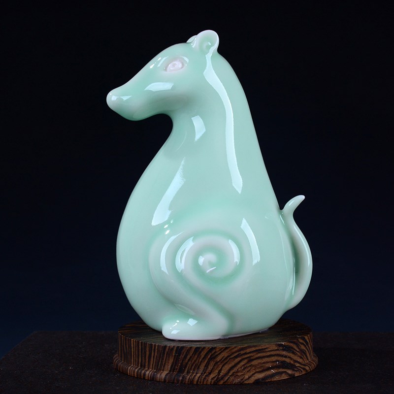 Q版青瓷招财十二12生肖摆件鼠牛虎兔龙蛇马羊猴鸡狗猪陶瓷工艺品