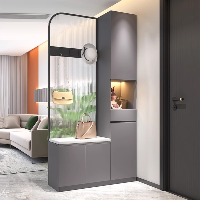 入户玄关柜隔断屏风鞋柜一体客厅现代简约进户门正对玻璃玄关柜
