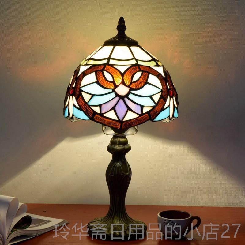 高档欧色吉迪凡彩玻璃卧室床头台美式灯尼龙餐桌酒吧餐乐厅俱部商