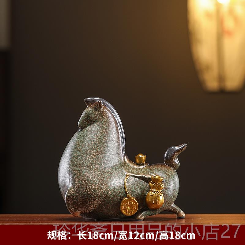 高档化陶瓷马摆上有玄钱唐马招财工艺礼品饰客厅酒柜电视柜关新中
