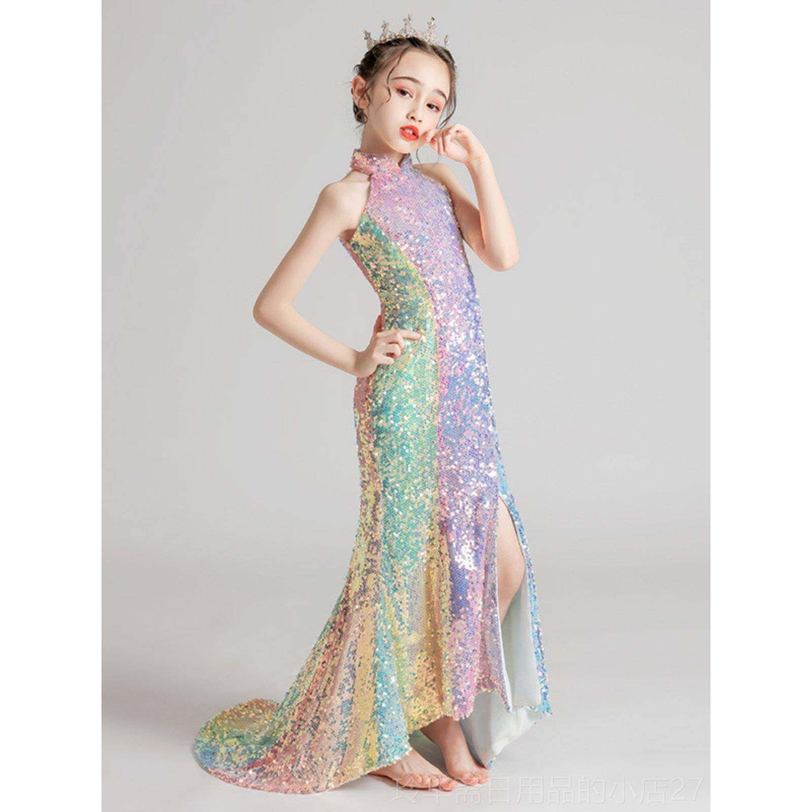 高档童国潮晚服鱼尾小女孩公女主裙亮儿片拖礼尾童模特舞台走秀演,童装/婴儿装/亲子装,儿童礼服,淘宝优惠券,粉丝福利购,淘宝优惠卷