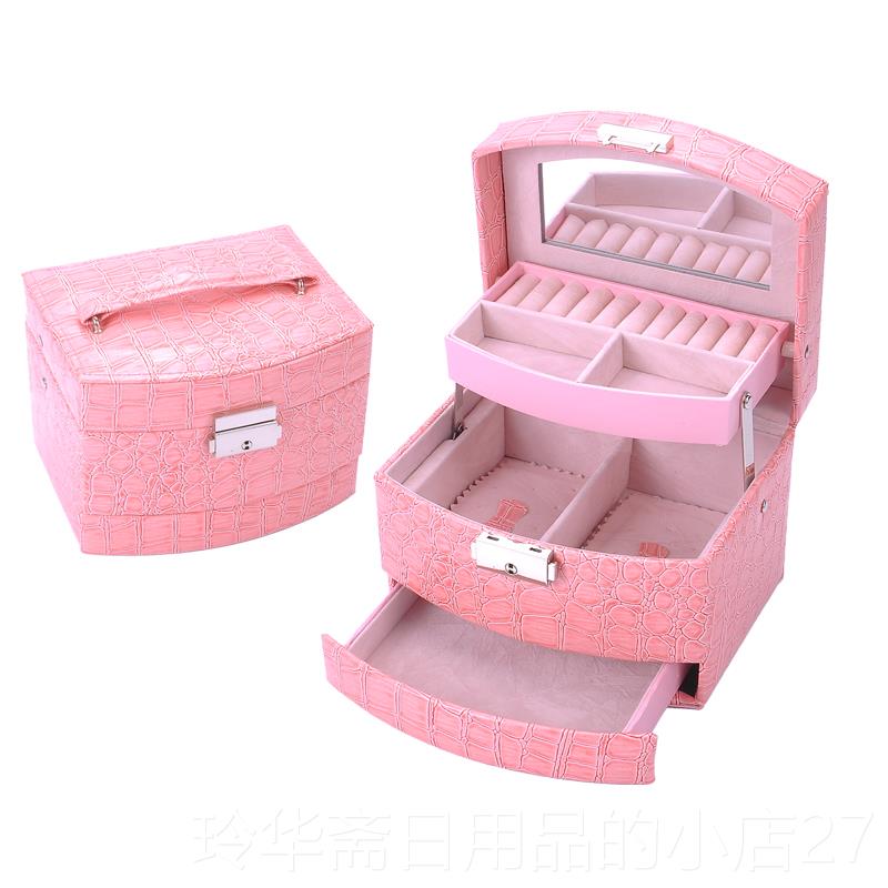 高档手约装饰简礼品首饰盒式欧韩式公主自动上锁收纳盒珠宝工多层