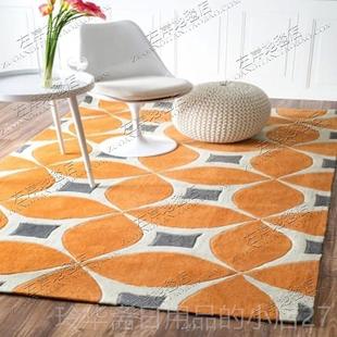 高档轻奢黄色桔地色欧式美式毯客厅茶几发卧室床边沙书房手地工毯