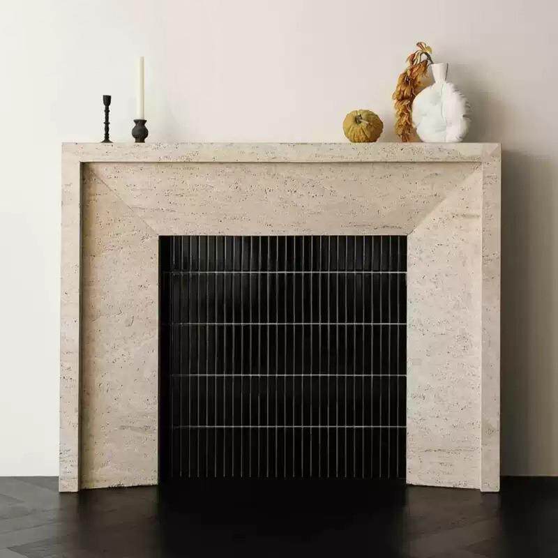 大理石壁炉美式复古洞石壁炉法式简约客厅诧寂风格石材壁炉架