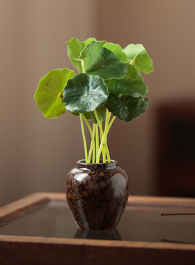 颂物 复古陶罐小花器摆件创意陶瓷迷你花缸 桌面博古架装饰品摆设