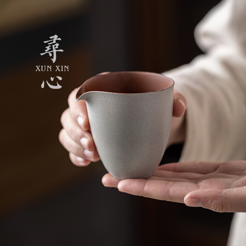 寻心中式粗陶公道杯均杯家用简约茶海分茶器功夫茶具陶瓷茶道配件