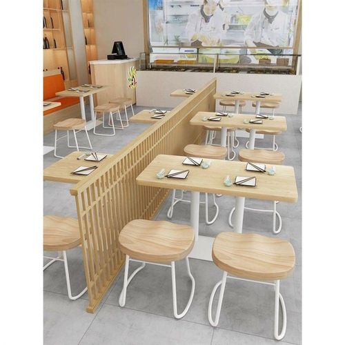 实木凳子粉面馆小吃汉堡快餐店桌椅组合麻辣烫店餐厅桌子卡座商用