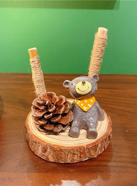 zkk树枝麻绳松果照片夹lomo装饰摆件治愈系玩偶二维码展示架