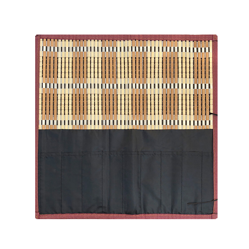 笔帘 竹制毛笔帘 插笔袋带孔大容量卷毛笔国画水粉水彩笔书法笔帘