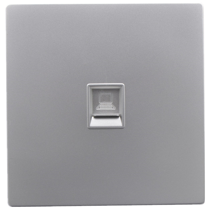 银色单口七类网线插座CT7电脑信息面板万兆屏蔽模块一位网口墙插