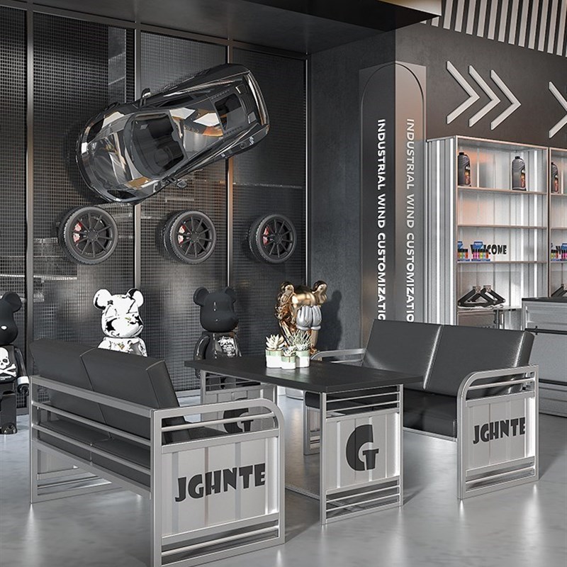 工业风奶茶店桌椅组合餐厅商用酒吧咖啡厅烧烤店创意卡座沙发定制