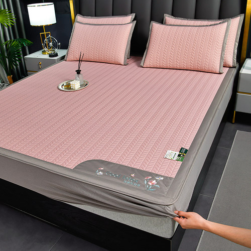 夏季凉感乳胶凉席床笠款三件套简约风冰丝席空调软席子家用床护罩