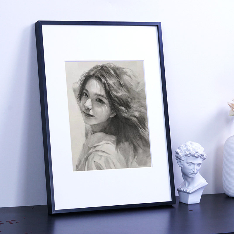 4K8开素描纸裱框铝合金画框美院学生水彩水粉画相框挂墙空白外框
