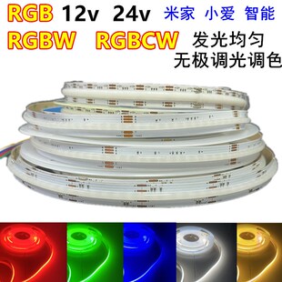 RGBCW四五合一24VRGBW渐变呼吸氛围灯 无光斑COB软灯带12v智能RGB