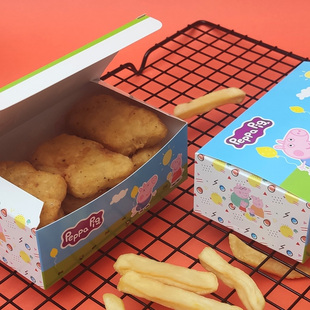 底部手折上校鸡块盒子 一次性鸡翅鸡块纸盒打包盒200个