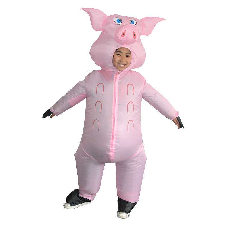 儿童充气猪充气服装粉猪可爱表演充气服亲子活动搞笑行走道具厂家