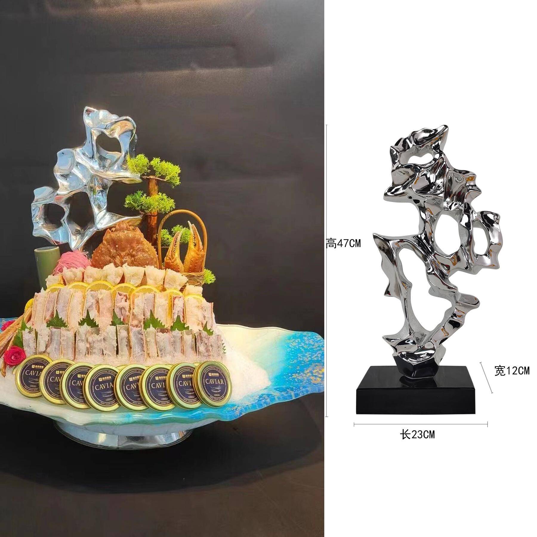 刺身装饰摆件海鲜姿造菜品装饰饰品创意透明几何盘饰料理装饰摆件