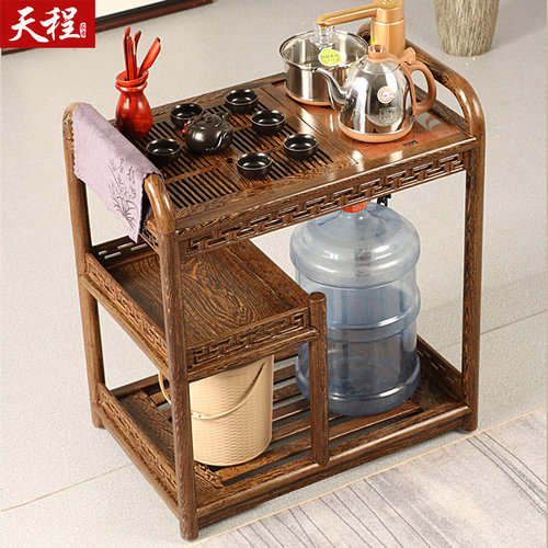 茶车实木移动带轮茶台鸡翅木红木功夫茶几中式小泡茶桌茶水架推车
